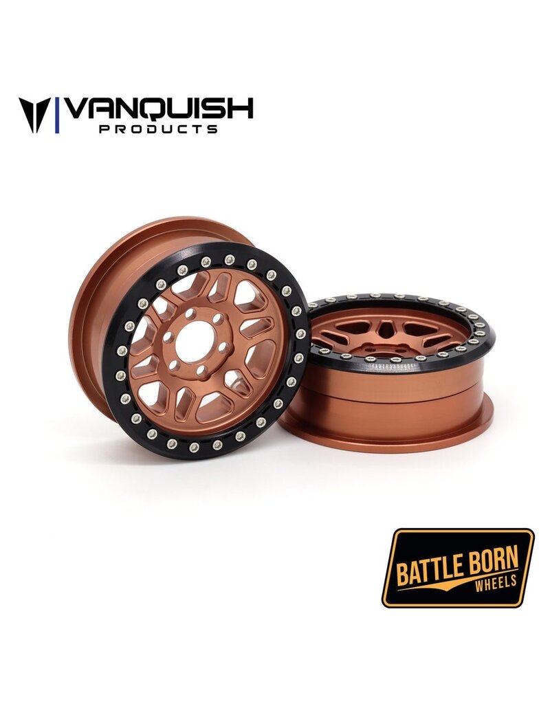 VANQUISH VPS08242 2.2" BATTLE BORN KILO ALUMINUM BEADLOCK CRAWLER WHEELS: BRONZE (2)