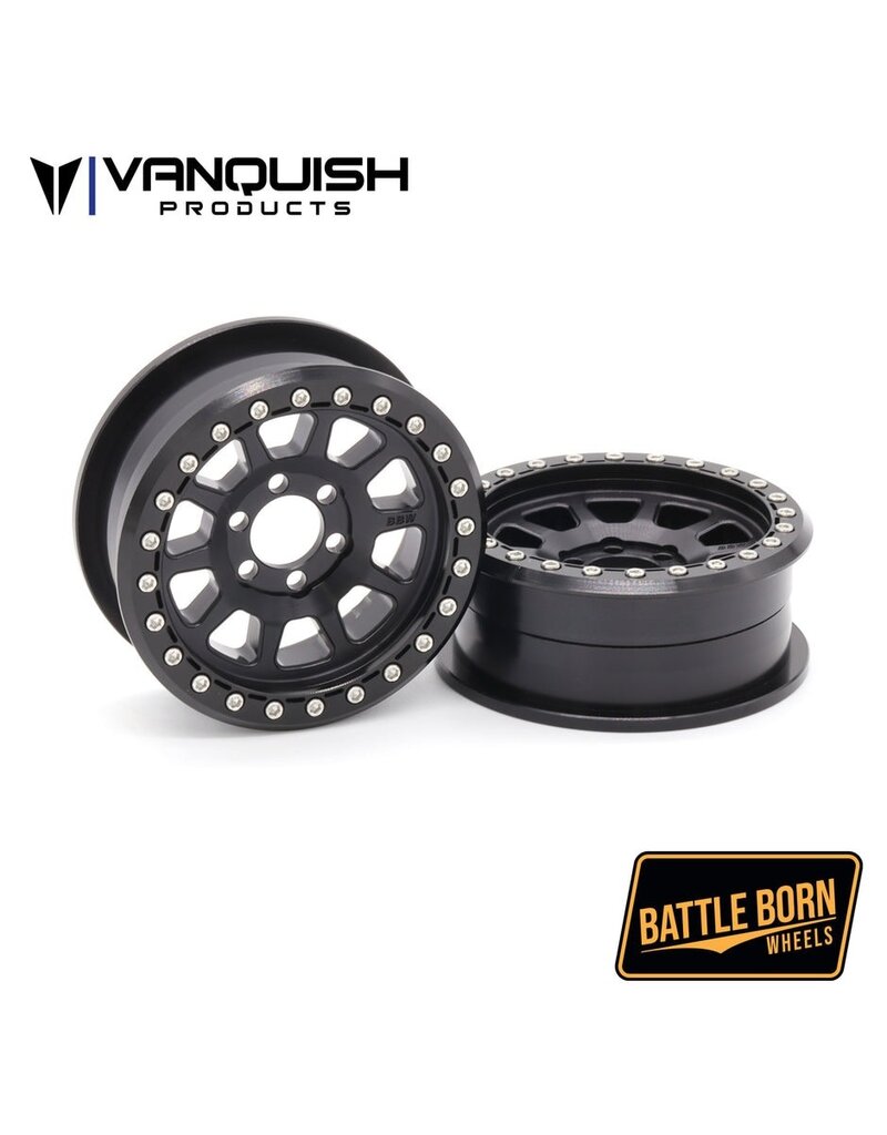 VANQUISH VPS08150 2.2" BATTLE BORN SIERRA ALUMINUM BEADLOCK CRAWLER WHEELS: BLACK (2)