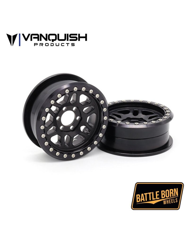VANQUISH VPS08240 2.2" BATTLE BORN KILO ALUMINUM BEADLOCK CRAWLER WHEELS: BLACK (2)
