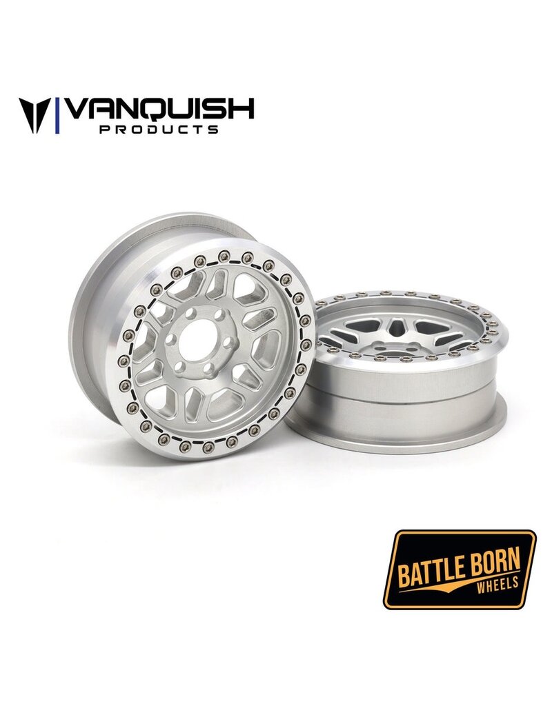 VANQUISH VPS08241 2.2" BATTLE BORN KILO ALUMINUM BEADLOCK CRAWLER WHEELS: CLEAR (2)