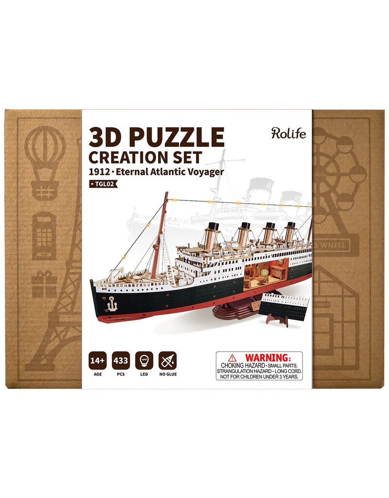 ROBOTIME ROETGL02 1912 ETERNAL ATLANTIC VOYAGER (TITANIC) 3D WOODEN PUZZLE