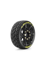 LOUISE LOULT3362SB MFT B-ROCKET SOFT 1/8 BUGGY TIRES, 17MM HEX, 0" & 1/2" OFFSET, MOUNTED ON BLACK RIMS, (2)