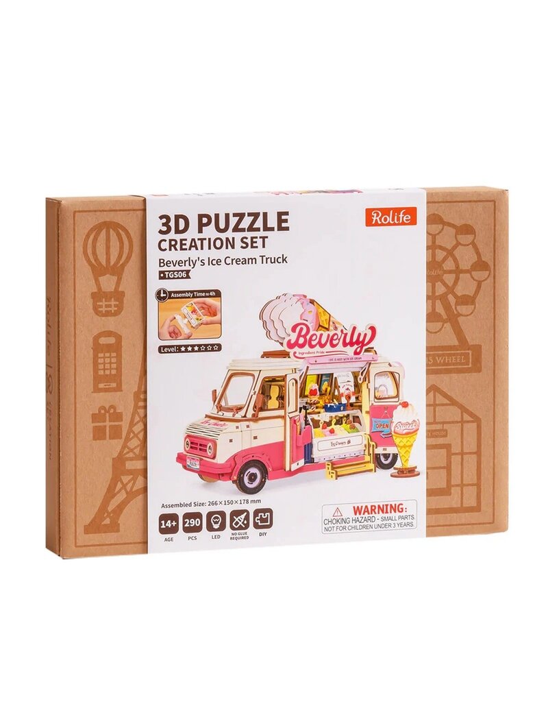 ROBOTIME ROETGS06  BEVERLY'S ICE CREAM TRUCK 3D WOOD PUZZLE
