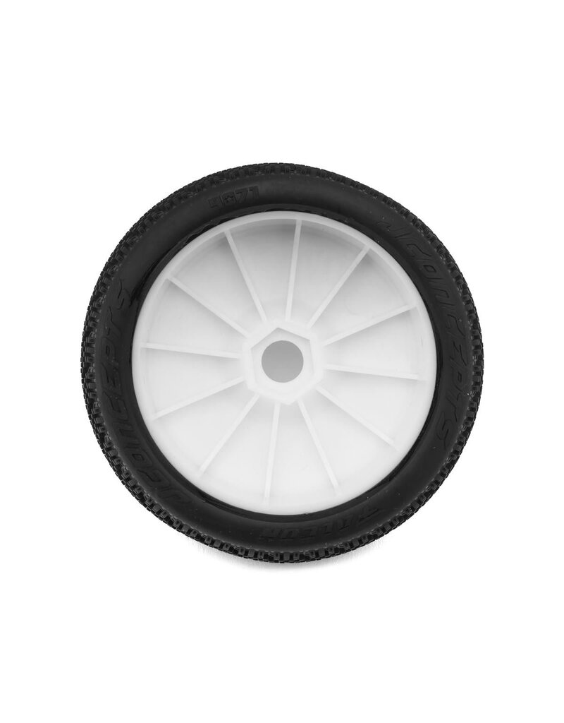 JCONCEPTS JCO4071-12 FALCON PRE-MOUNTED 1/8TH BUGGY TIRES (2) (WHITE) (GREEN)