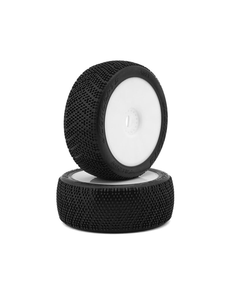 JCONCEPTS JCO4071-12 FALCON PRE-MOUNTED 1/8TH BUGGY TIRES (2) (WHITE) (GREEN)