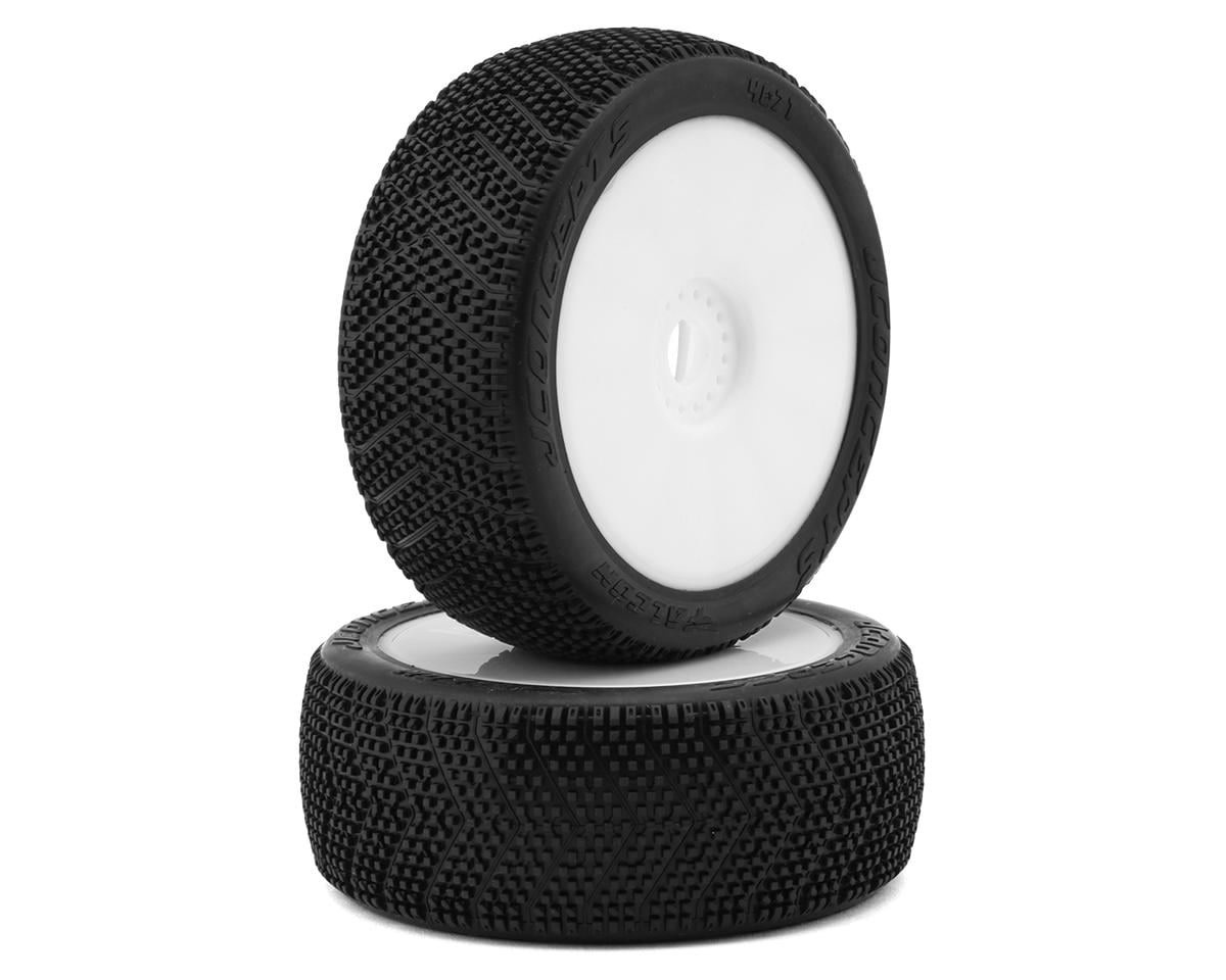 JCO4071-12 FALCON PRE-MOUNTED 1/8TH BUGGY TIRES (2) (WHITE) (GREEN)