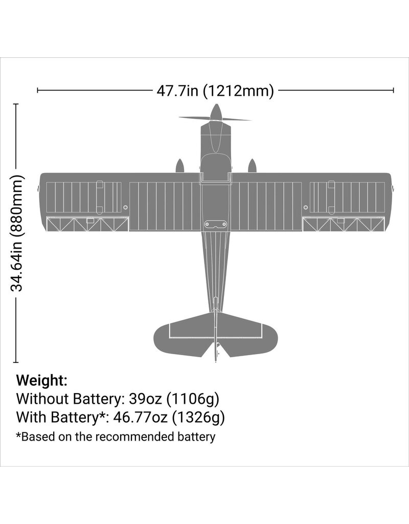 E-FLITE EFL20550 SUPER DECATHLON 1.2M BNF BASIC WITH AS3X+ AND SAFE SELECT