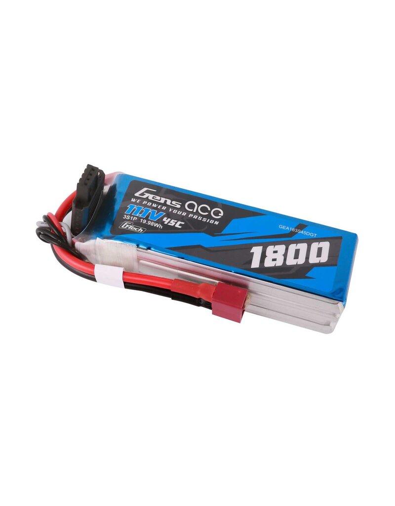 GENS ACE GEA183S45DGT 11.1V 1800MAH 3S 45C G-TECH LIPO: DEANS