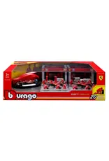 BURAGO 1851433 1/43 DISPLAY STAND -VEHICLE INCLUDED SF- 24 20 PIECES FORMULA  RACING FERRARI PADDOCK SET
