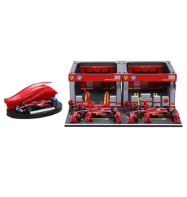 BURAGO 1851433 1/43 DISPLAY STAND -VEHICLE INCLUDED SF- 24 20 PIECES FORMULA  RACING FERRARI PADDOCK SET