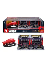 BURAGO 1851433 1/43 DISPLAY STAND -VEHICLE INCLUDED 20 PIECES FORMULA  RACING RED BULL PADDOCK SET