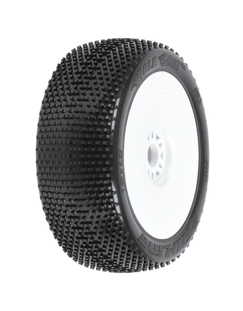 PROLINE RACING PRO9041233 HOLE SHOT 2.0 S3 1:8 BUGGY MTD V2 WHITE WHEELS F/R (2)