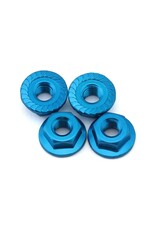 TAMIYA TAM42143 4MM ALUMINUM SERRATED WHEEL NUTS (BLUE) (4)