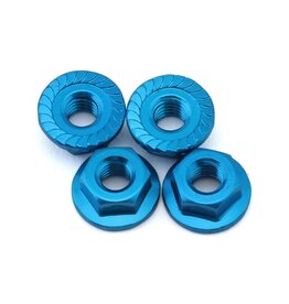TAMIYA TAM42143 4MM ALUMINUM SERRATED WHEEL NUTS (BLUE) (4)