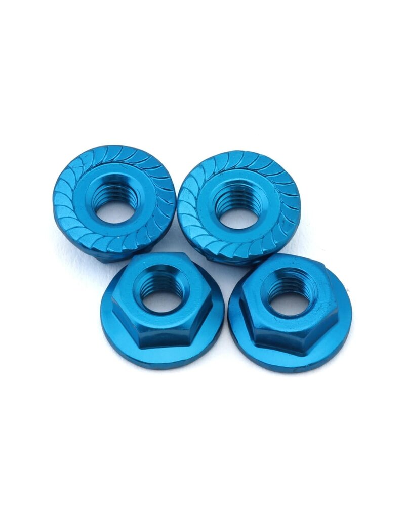 TAMIYA TAM42143 4MM ALUMINUM SERRATED WHEEL NUTS (BLUE) (4)