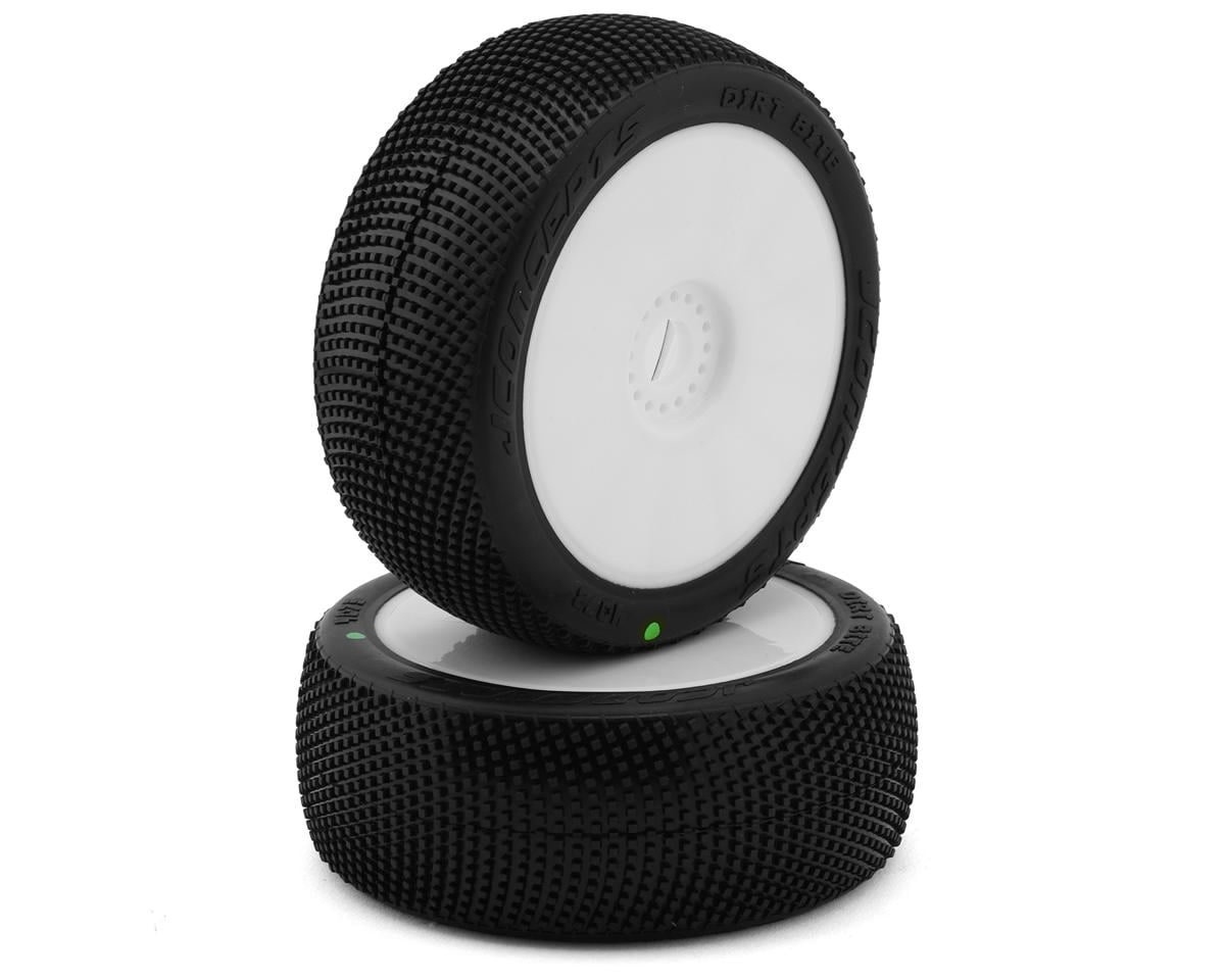 JCO4073-12 DIRT BITE 1/8 OFF-ROAD BUGGY PRE-MOUNTED TIRES (2) (WHITE) (GREEN)