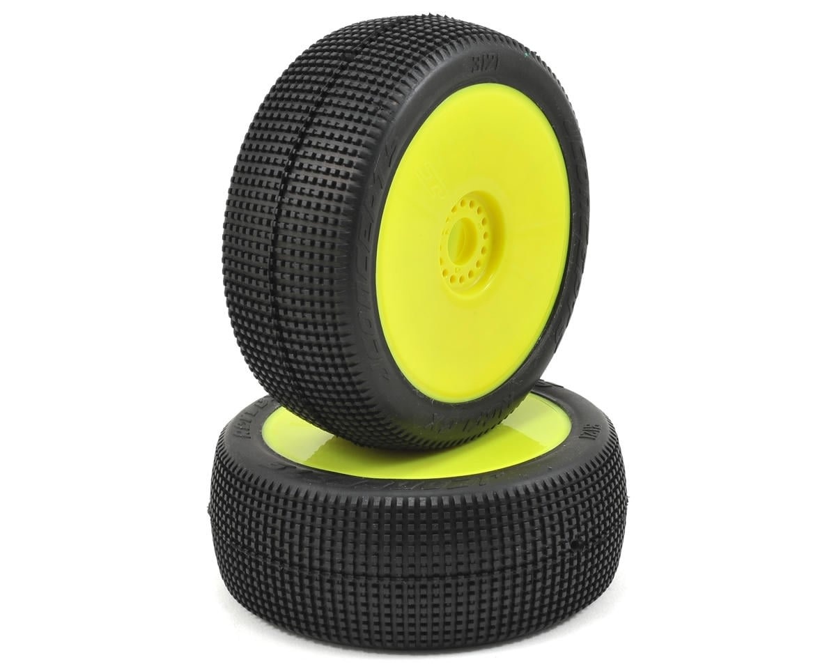 JCO3121-22 REFLEX PRE-MOUNTED 1/8TH BUGGY TIRES (2) (YELLOW) (GREEN)
