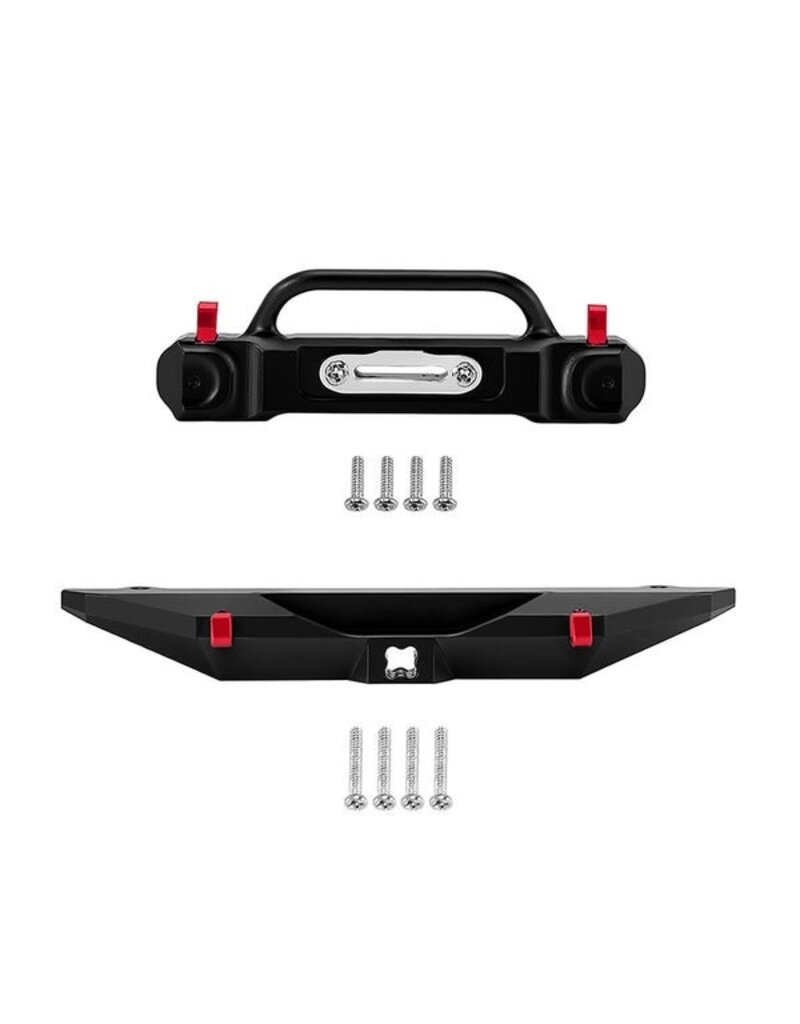 INJORA INJSCX30-1716FR AXIAL SCX30 ALUMINUM BUMPERS SET (BLACK) (JEEP WRANGLER JLU)