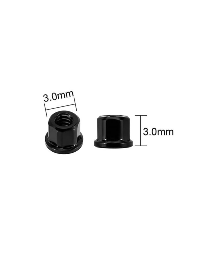 INJORA INJSCX30-12-8BK AXIAL SCX30 2MM STAINLESS STEEL WHEEL NUTS (BLACK) (8)
