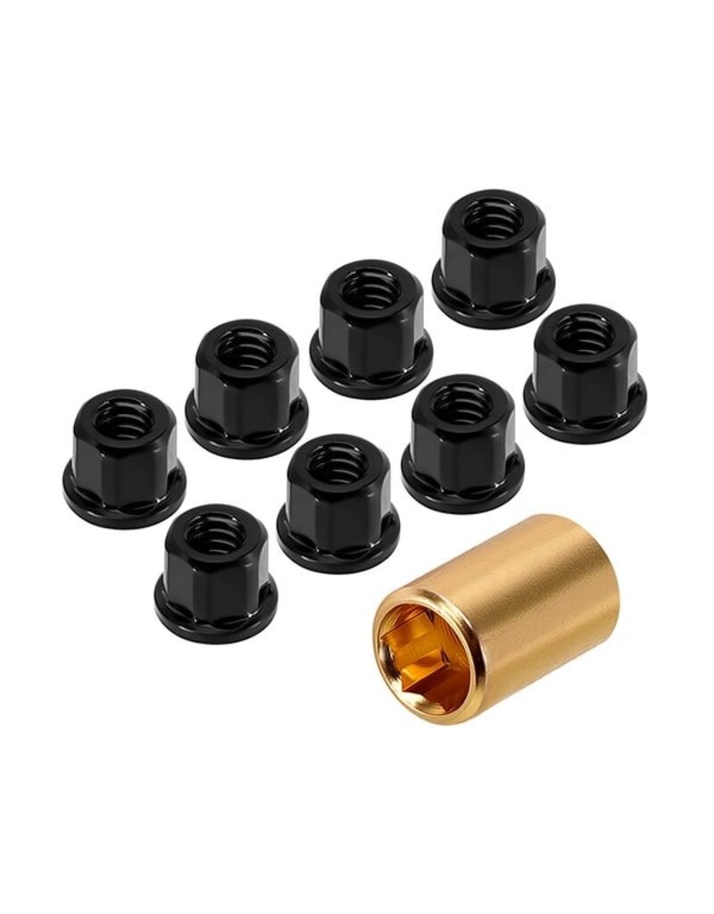 INJORA INJSCX30-12-8BK AXIAL SCX30 2MM STAINLESS STEEL WHEEL NUTS (BLACK) (8)