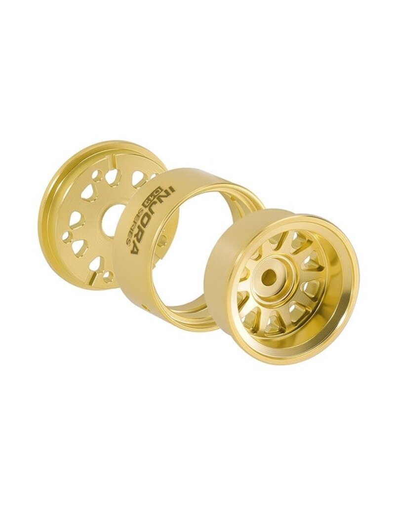 INJORA INJW7007BR-19 0.7" D19 MULTI-SPOKE BRASS MICRO CRAWLER BEADLOCK WHEELS (GOLD) (4) (15.1G EA) (-1.5MM OFFSET)