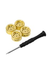 INJORA INJW7007BR-19 0.7" D19 MULTI-SPOKE BRASS MICRO CRAWLER BEADLOCK WHEELS (GOLD) (4) (15.1G EA) (-1.5MM OFFSET)
