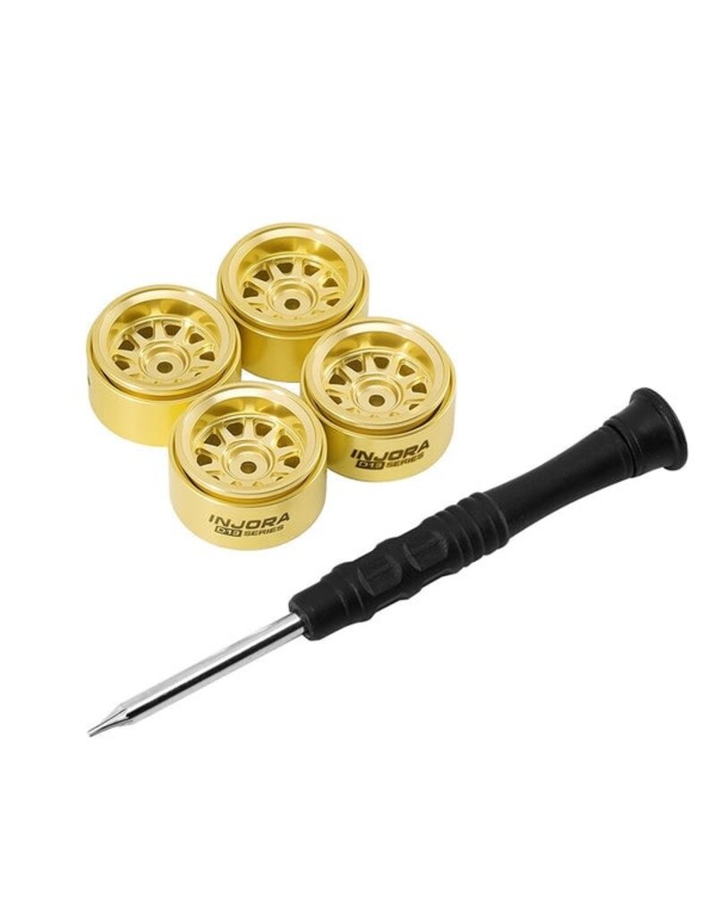 INJORA INJW7007BR-19 0.7" D19 MULTI-SPOKE BRASS MICRO CRAWLER BEADLOCK WHEELS (GOLD) (4) (15.1G EA) (-1.5MM OFFSET)