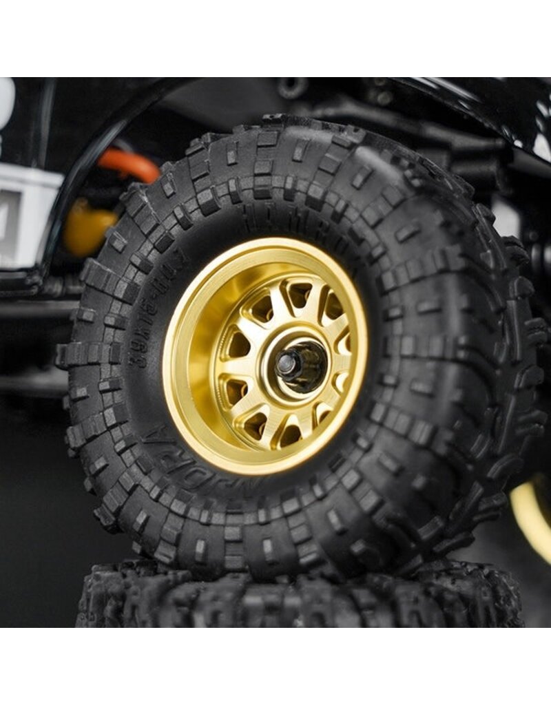 INJORA INJW7007BR-19 0.7" D19 MULTI-SPOKE BRASS MICRO CRAWLER BEADLOCK WHEELS (GOLD) (4) (15.1G EA) (-1.5MM OFFSET)