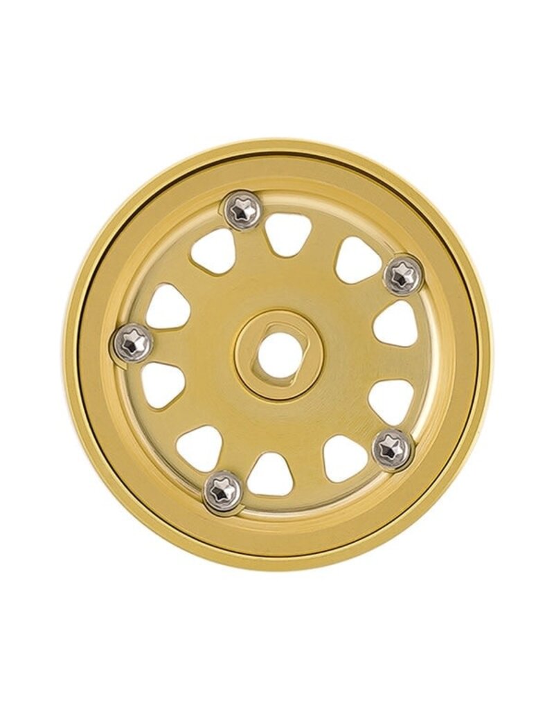INJORA INJW7007BR-19 0.7" D19 MULTI-SPOKE BRASS MICRO CRAWLER BEADLOCK WHEELS (GOLD) (4) (15.1G EA) (-1.5MM OFFSET)