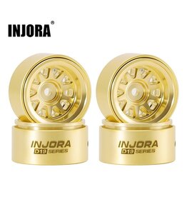 INJORA INJW7007BR-19 0.7" D19 MULTI-SPOKE BRASS MICRO CRAWLER BEADLOCK WHEELS (GOLD) (4) (15.1G EA) (-1.5MM OFFSET)