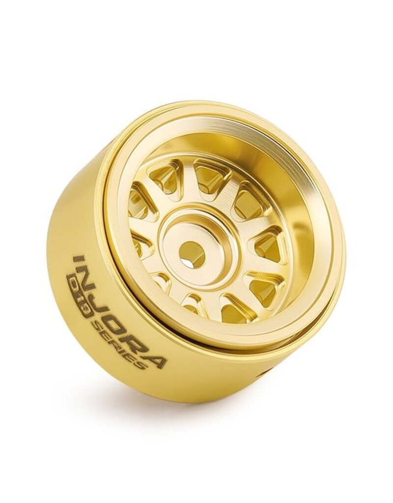 INJORA INJW7007BR-19 0.7" D19 MULTI-SPOKE BRASS MICRO CRAWLER BEADLOCK WHEELS (GOLD) (4) (15.1G EA) (-1.5MM OFFSET)