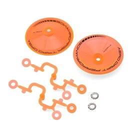 DS RACING DSC-ADP-ATFO-BF SLOPED AERO DRIFT WHEEL COVERS (FLU ORANGE) (2) (DRIFT ELEMENT WHEELS)