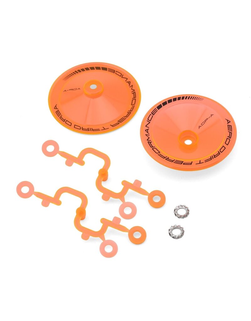 DS RACING DSC-ADP-ATFO-BF SLOPED AERO DRIFT WHEEL COVERS (FLU ORANGE) (2) (DRIFT ELEMENT WHEELS)