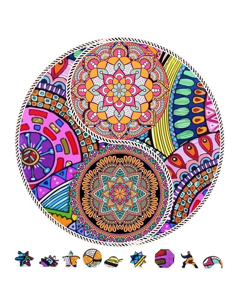 ZENCHALET ZCPYYF200  YIN YANG FLOWERS WOODEN PUZZLE, 200 PCS