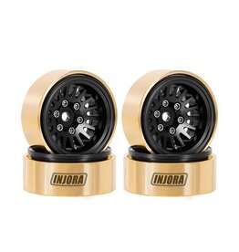 INJORA INJYQW-1109BK 1.0" BRASS MULTI-SPOKE MICRO CRAWLER BEADLOCK WHEELS (BLACK) (41G EA) (4)