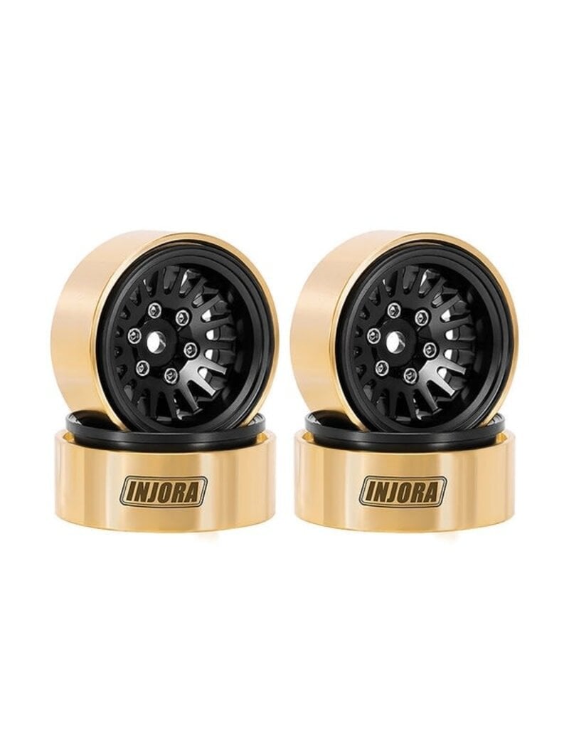 INJORA INJYQW-1109BK 1.0" BRASS MULTI-SPOKE MICRO CRAWLER BEADLOCK WHEELS (BLACK) (41G EA) (4)