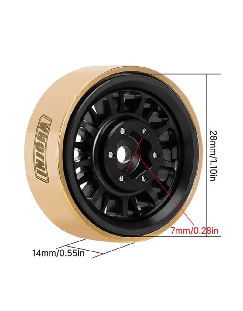 INJORA INJYQW-1109BK 1.0" BRASS MULTI-SPOKE MICRO CRAWLER BEADLOCK WHEELS (BLACK) (41G EA) (4)