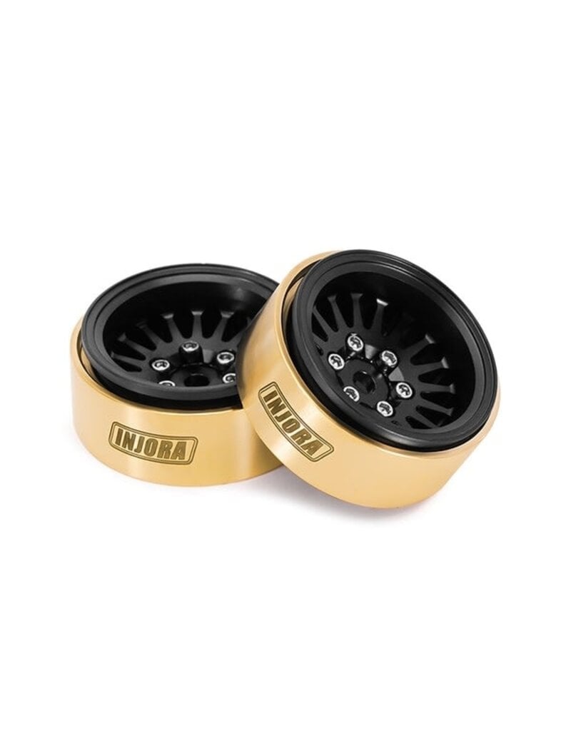 INJORA INJYQW-1109BK 1.0" BRASS MULTI-SPOKE MICRO CRAWLER BEADLOCK WHEELS (BLACK) (41G EA) (4)