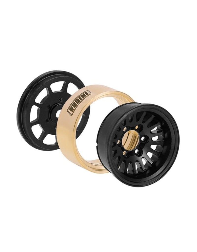INJORA INJYQW-1109BK 1.0" BRASS MULTI-SPOKE MICRO CRAWLER BEADLOCK WHEELS (BLACK) (41G EA) (4)