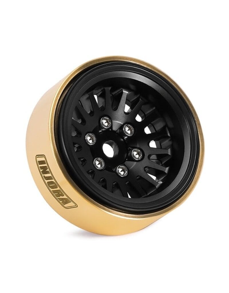 INJORA INJYQW-1109BK 1.0" BRASS MULTI-SPOKE MICRO CRAWLER BEADLOCK WHEELS (BLACK) (41G EA) (4)