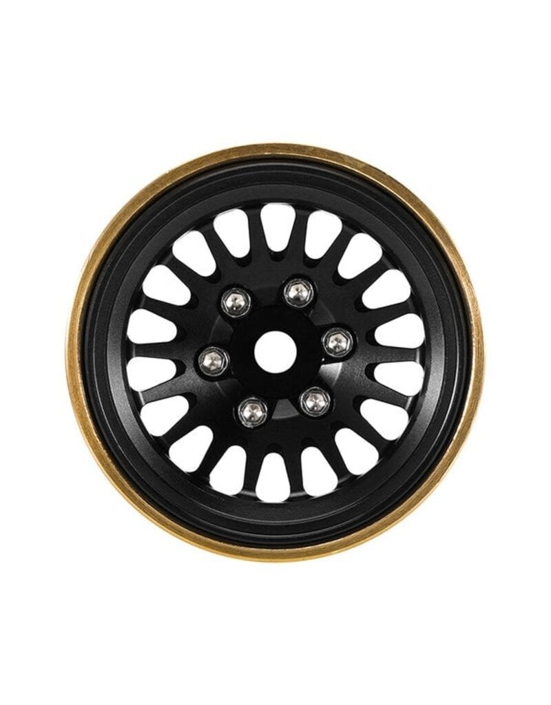 INJORA INJYQW-1109BK 1.0" BRASS MULTI-SPOKE MICRO CRAWLER BEADLOCK WHEELS (BLACK) (41G EA) (4)