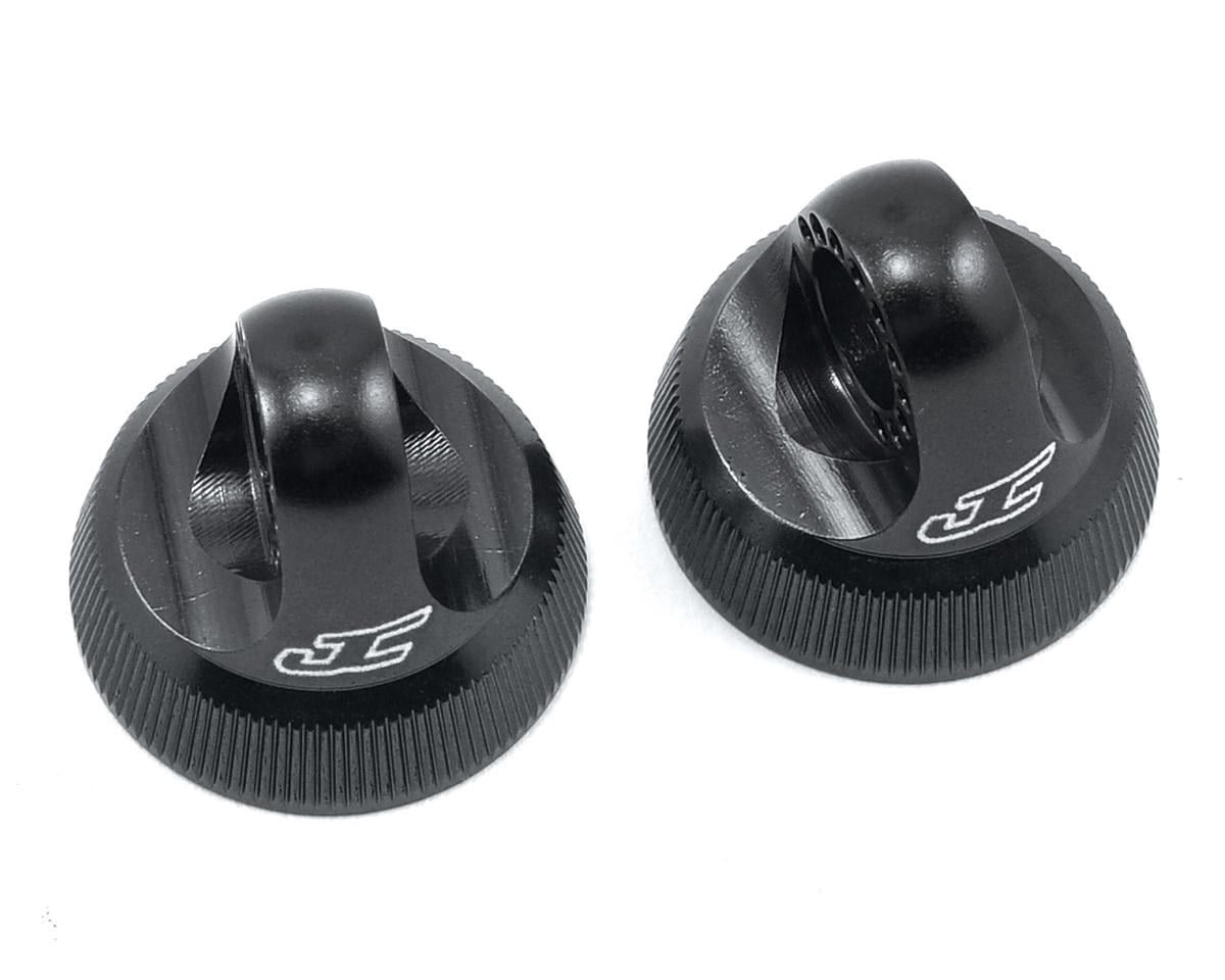 JCO2490-2 FIN ALUMINUM 12MM V2 SHOCK CAP (BLACK) (2)