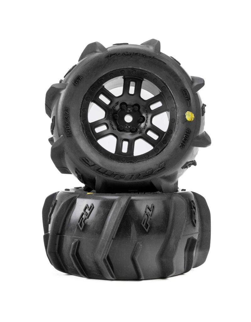PROLINE RACING PRO1031210 DUMONT F/R MT TIRES MTD 12MM BLACK SPLIT SIX (2) FOR ARRMA MINI KRATON