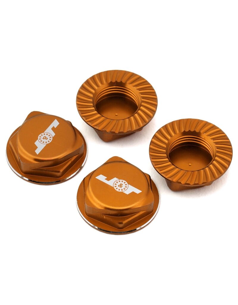 J&T BEARING CO. JTB-JT11160-O ALUMINUM 17MM SERRATED WHEEL NUTS (ORANGE) (4)