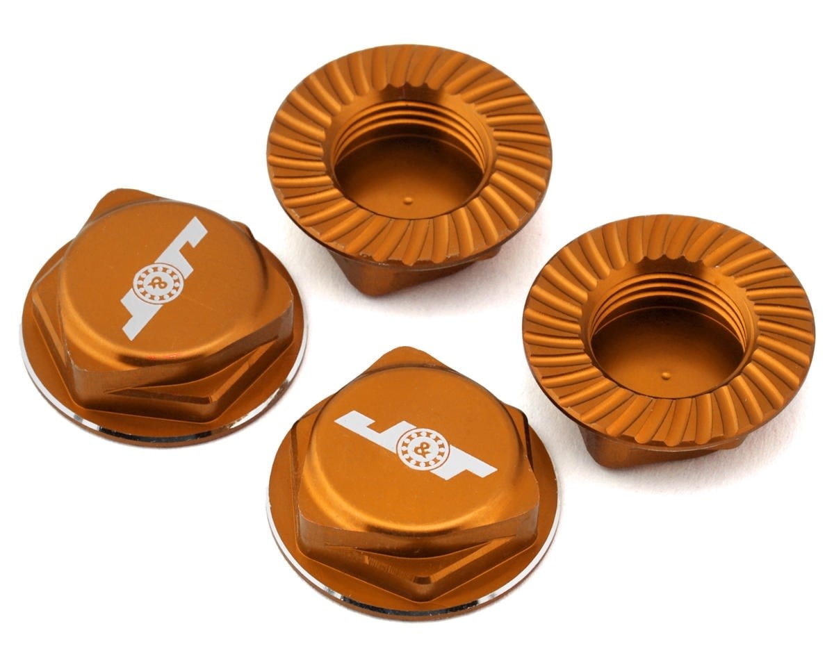 JTB-JT11160-O ALUMINUM 17MM SERRATED WHEEL NUTS (ORANGE) (4)