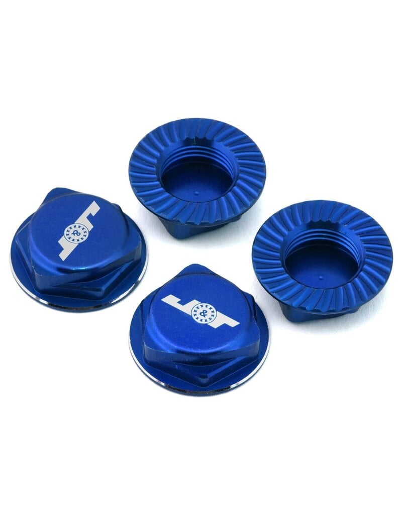 J&T BEARING CO. JTB-JT11160-BL ALUMINUM 17MM SERRATED WHEEL NUTS (BLUE) (4)
