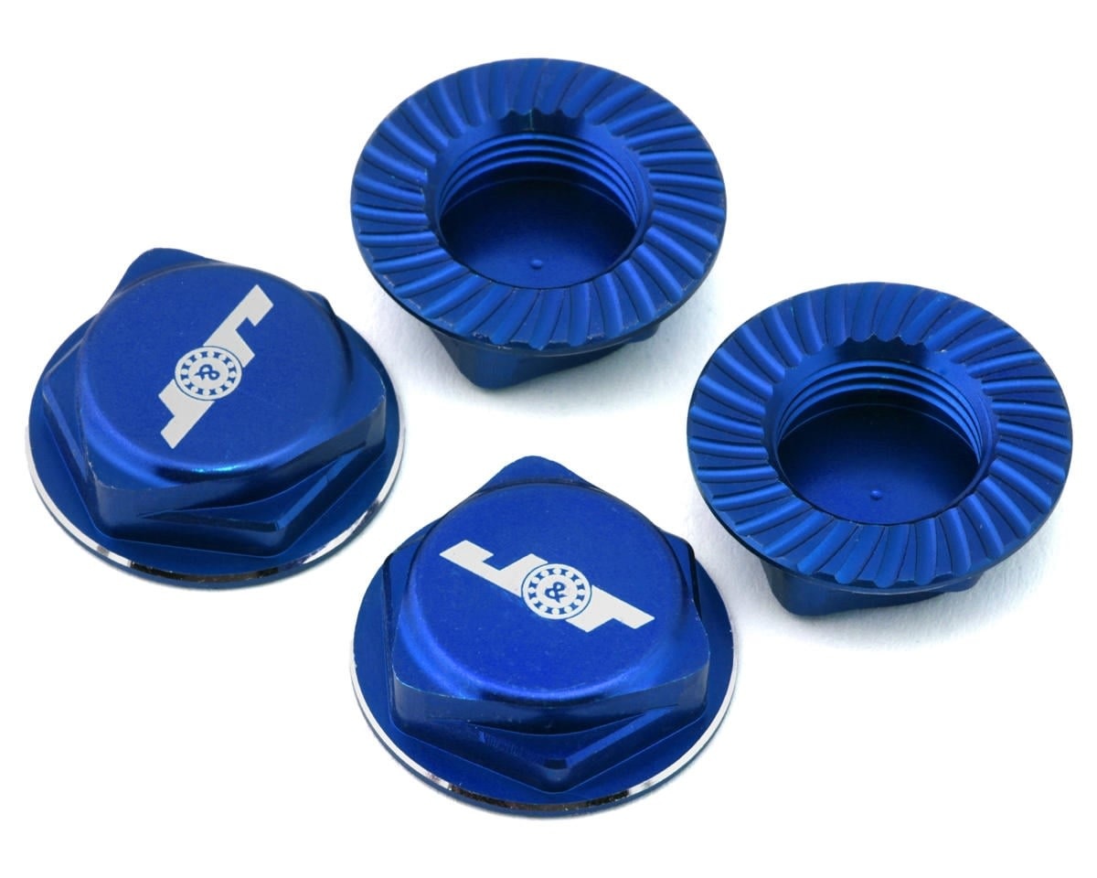 JTB-JT11160-BL ALUMINUM 17MM SERRATED WHEEL NUTS (BLUE) (4)
