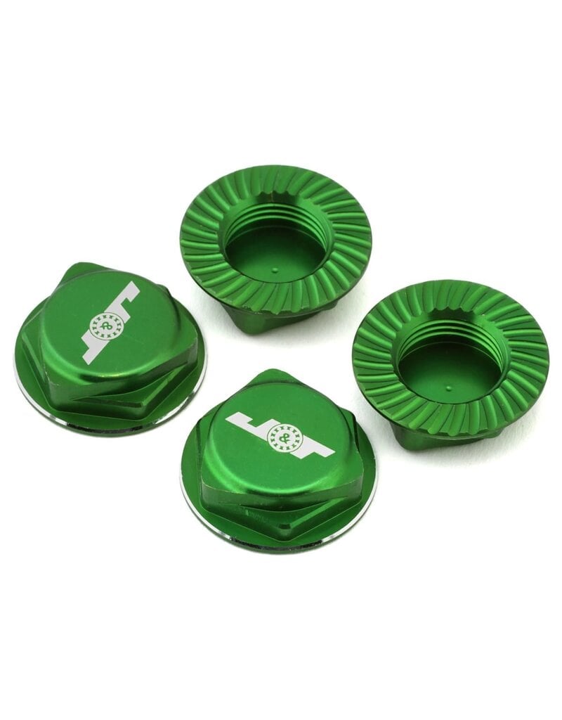 J&T BEARING CO. JTB-JT11160-GN ALUMINUM 17MM SERRATED WHEEL NUTS (GREEN) (4)