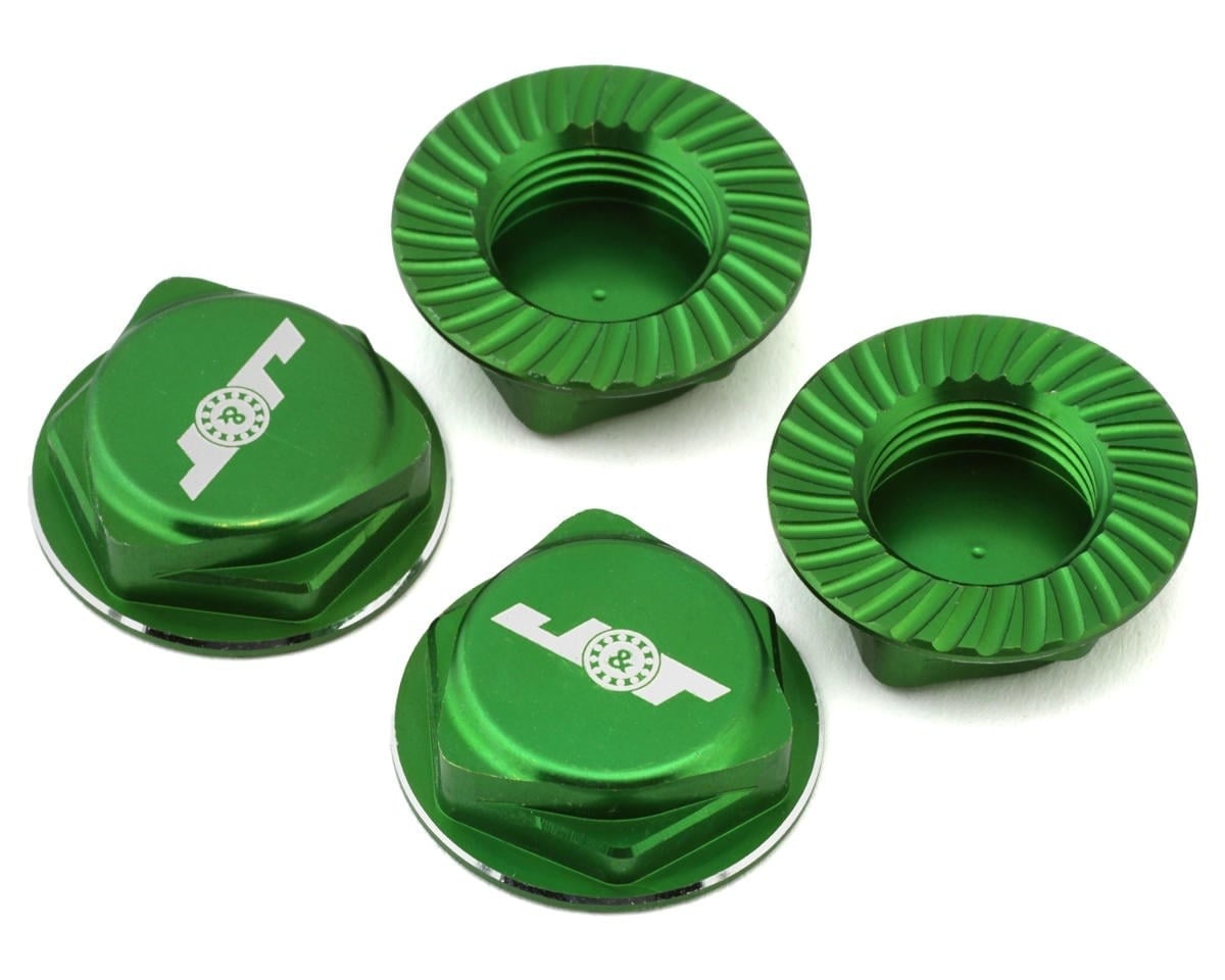 JTB-JT11160-GN ALUMINUM 17MM SERRATED WHEEL NUTS (GREEN) (4)