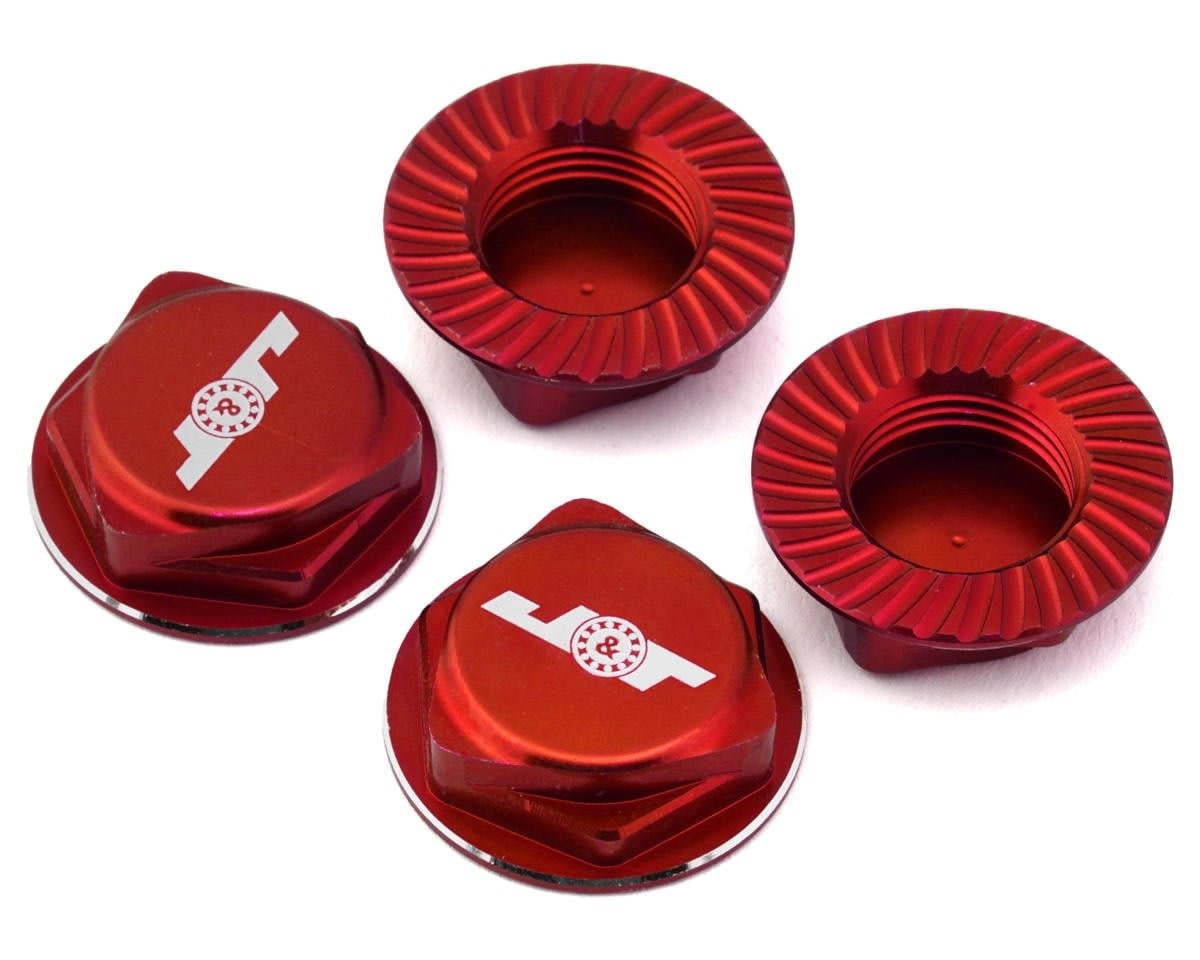 JTB-JT11160-R ALUMINUM 17MM SERRATED WHEEL NUTS (RED) (4)